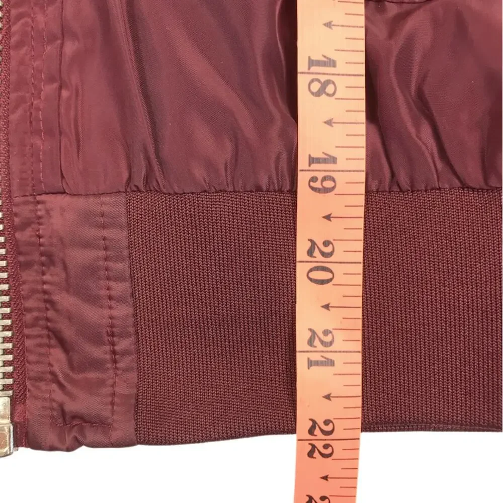 FREE PEOPLE Midnight Bomber Jacket Sz M Burgundy Full Zip City Chic Stylish Boho